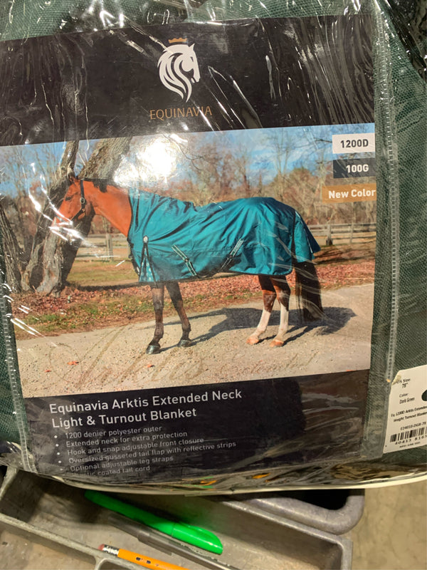 Equinavia Arktis Extended Neck Light Weight Turnout Blanket 100g - Deep Green - 78 in -A10-1258