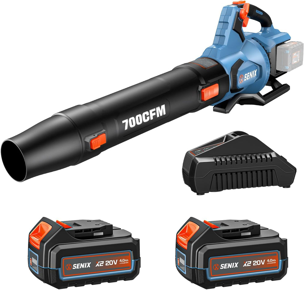 SENIX Leaf Blower Cordless, 40V Max Electric Leaf Blowers, Brushless, Handheld, Up to 700 CFM and 145 MPH, 2 Speed Mode, Cruise Control, Includes 2 x 4.0Ah Battery and Charger (BLAX2-M2) 1496