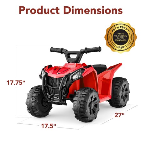 Best Choice Products 6V Kids Ride-On 4-Wheeler Quad ATV Car w/ 1.8mph Max Speed, Treaded Tires - Red -G6-1675