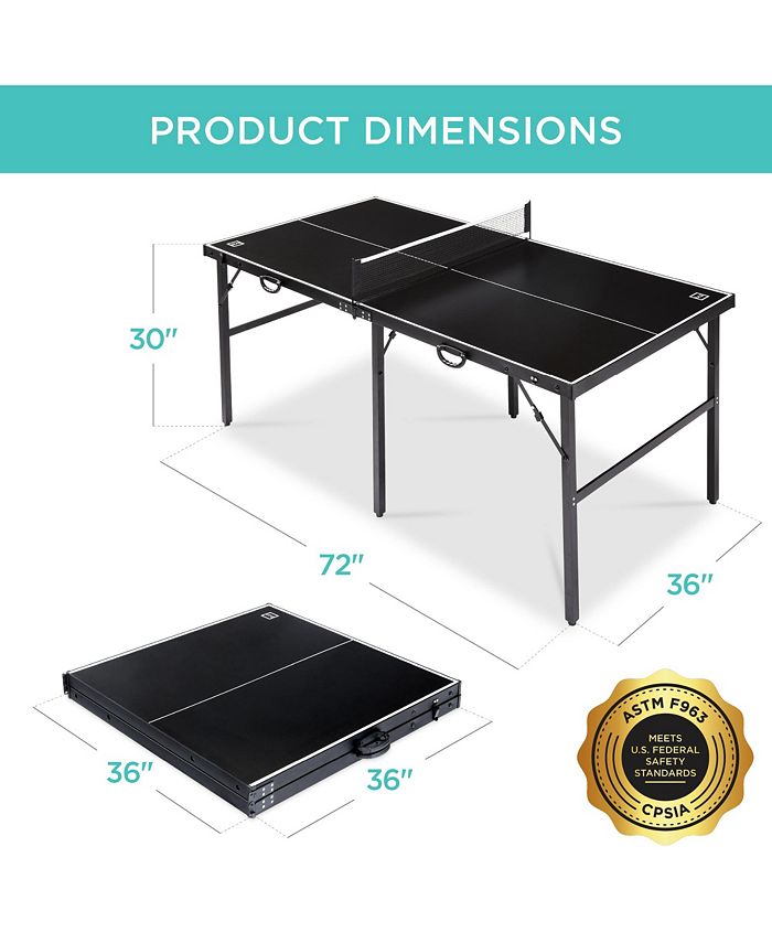 Best Choice Products 6x3ft Portable Ping Pong Table Game Set, Folding Table Tennis w/ 2 Paddles, Balls - Black - D14 - 1505