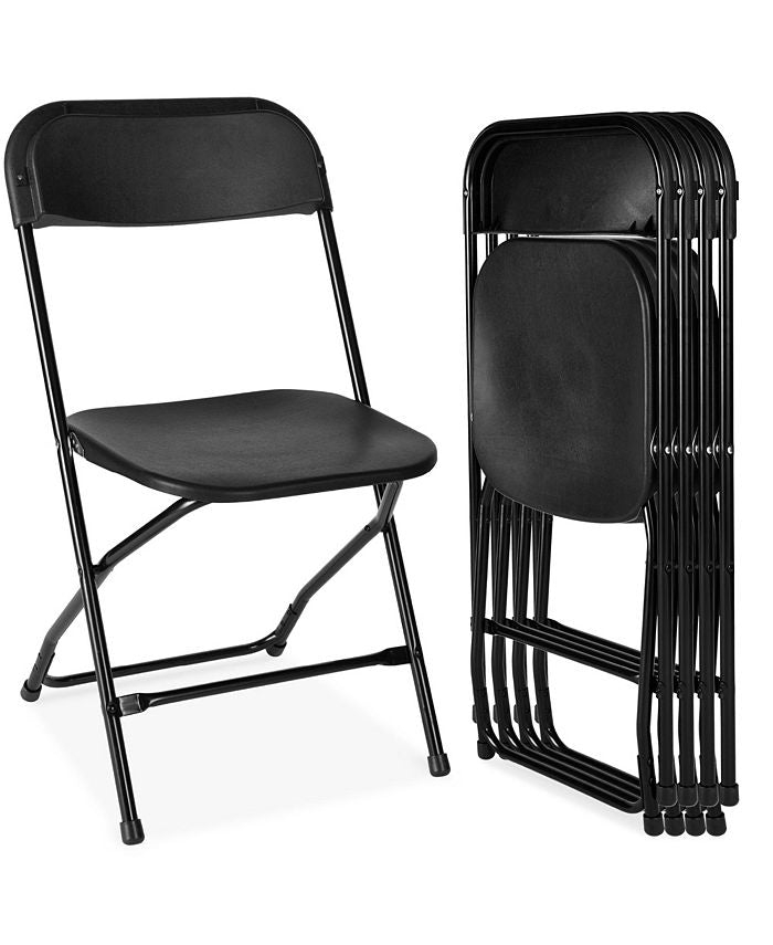 Best Choice Products Set of 4 Folding Stacking Plastic Chairs w/ Non-Slip Feet, 350lb Capacity - Black - NO SIZE - G5 - 969