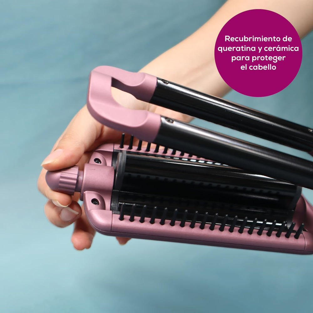 Beurer HT65 4-in-1 Wave Styler, 3 Barrel Curling Iron and Crimper, Adjustable Deep Hair Waver Wand for Beach, Mermaid, Natural, and Water Waves, Curls, Crimps, Hot Styling Tools -E7-1749