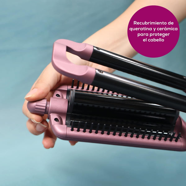 Beurer HT65 4-in-1 Wave Styler, 3 Barrel Curling Iron and Crimper, Adjustable Deep Hair Waver Wand for Beach, Mermaid, Natural, and Water Waves, Curls, Crimps, Hot Styling Tools -E7-1749