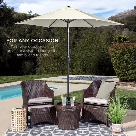Best Choice Products 7.5ft Heavy-Duty Outdoor Market Patio Umbrella w/ Push Button Tilt, Easy Crank - Coconut -K14-1931