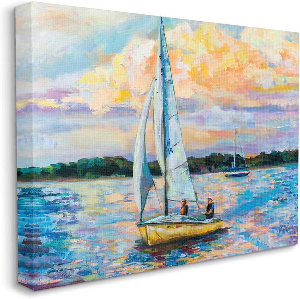 Stupell Industries 'Vivid Nautical Sailboat Landscape', Canvas Art, 30 x 24 Inches, Easy to Hang and Sturdy, Made in USA, by Jeanette Vertentes - D7 - 1274