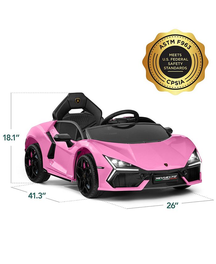 Best Choice Products Kids 12V Ride-On Car Officially Licensed Lamborghini Revuelto w/ Remote, LED Lights - Pink -D5-0341