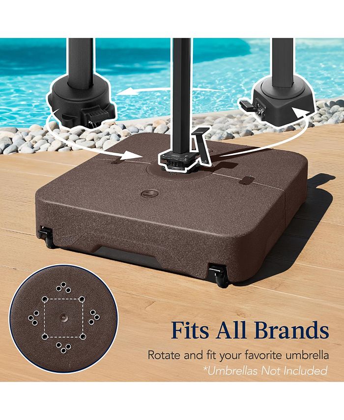 Best Choice Products Heavy-Duty Outdoor Cantilever Base Stand w/ Wheels, Locks, Fillable 330lb Capacity - Brown 1833