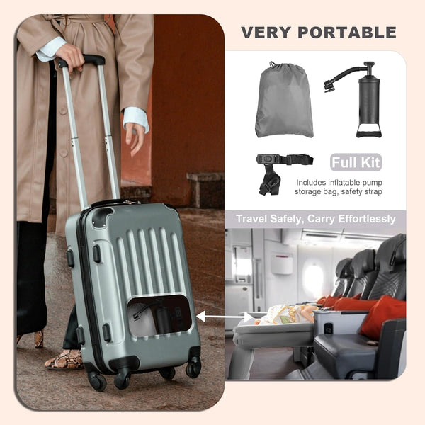 Inflatable Toddler Airplane Bed   Portable Travel Bed with Safety Bumpers, Soft Flocked Surface & Pump   Perfect for Plane, Car, Hotel & Camping 1824