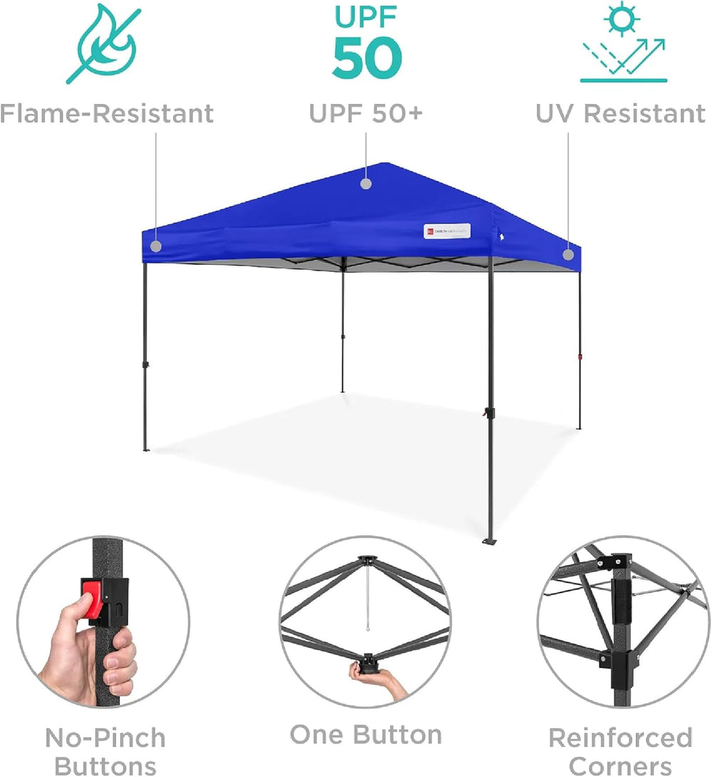 Ripped Carrying Bag - Best Choice Products 10x10ft Pop Up Canopy Tent, Outdoor Shade, 1 Person 1 Minute Set Up, Carry Case, 4 Weight Bags - Resort Blue - G7 - 111