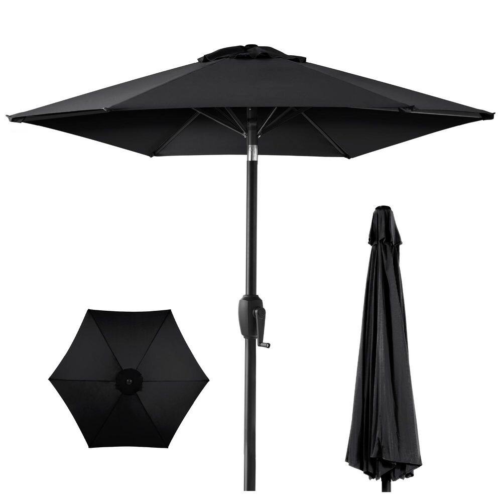 Black 7.5 ft. Outdoor Market Patio Umbrella with Crank and Tilt - B2 - 1022