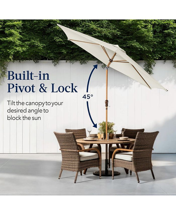 Best Choice Products 10ft Outdoor Woodgrain Pattern Steel Market Patio Umbrella w/ Crank, Tilt - Ivory/Cream 1743