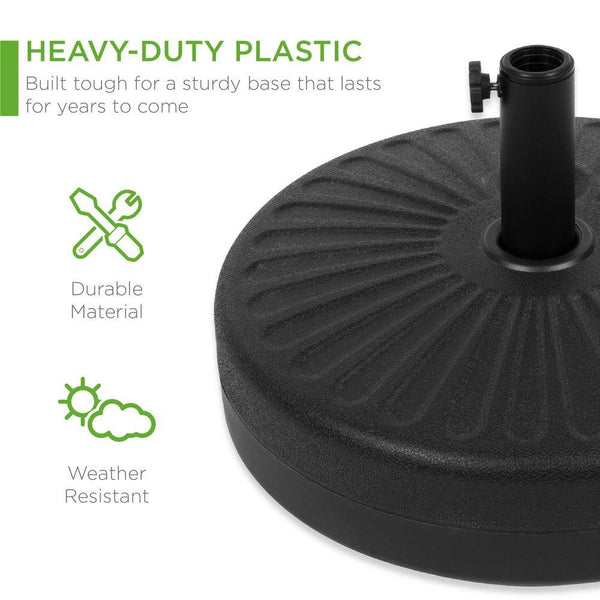 Fillable Plastic Faux Wicker Patio Umbrella Base with 2 Adjustment Knobs in Black Wicker 1801