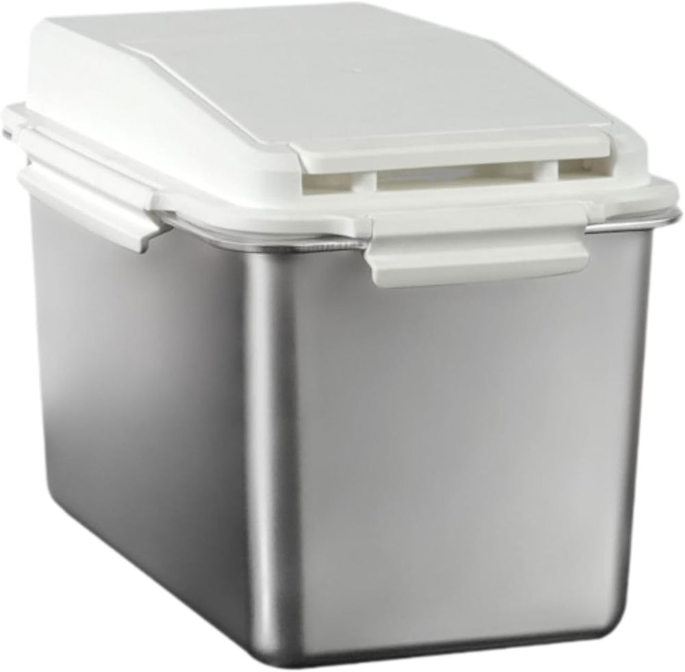 Generic Pet Food Storage Box, Grain Storage Container for Grain Flour, Leak Stainless Steel Flour Container with Large Capacity for, White for 10KG - J4 - 1988