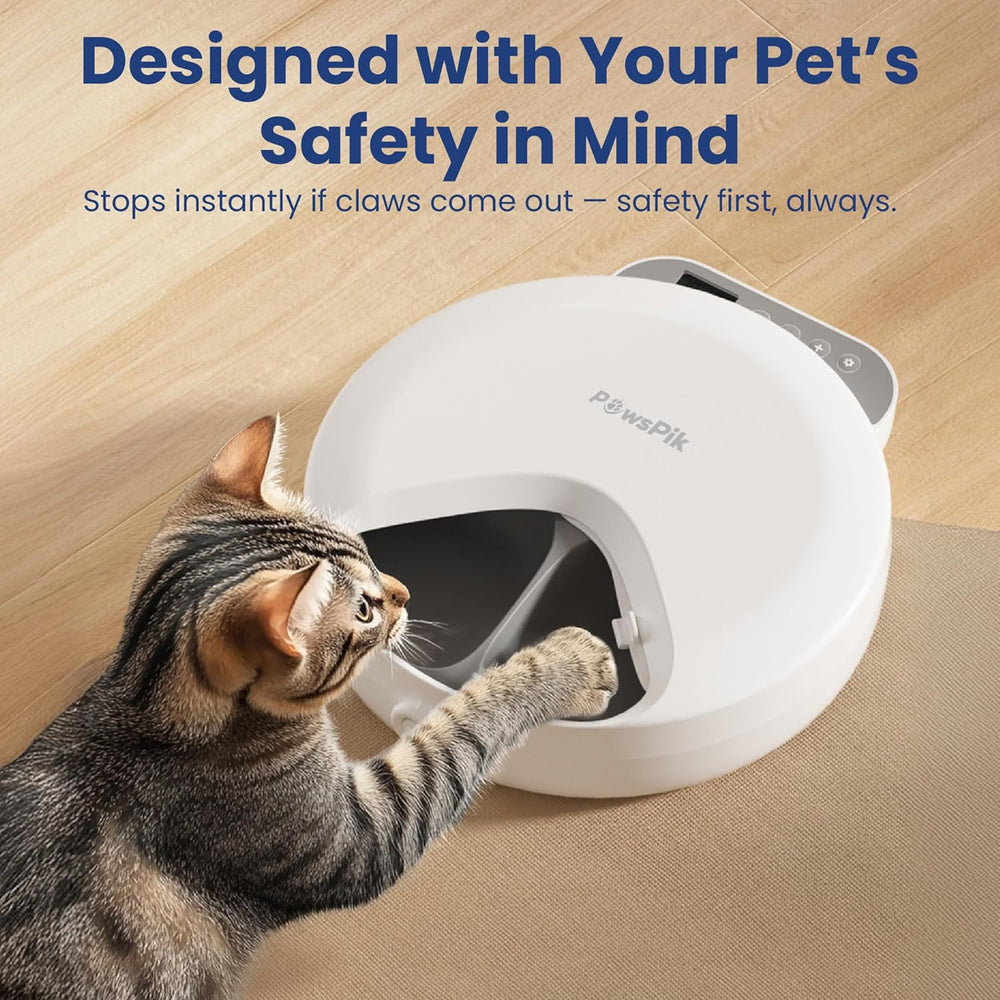 PawsPik Smart 4-Meal Automatic Pet Feeder   Programmable Timer for Wet & Dry Food, Cordless, with Ice Packs   Dog & Cat Feeder, White, 4-Cup Capacity - G5 - 1942