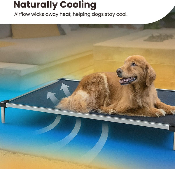 K9 Ballistics Chew Proof Elevated Outdoor Cooling Cot Bed for X Large Dogs - Virtually Indestructible, Preassembled, Withstands Aggressive Chewers - XL, Ripstop Blue Quartz - H7 - 871