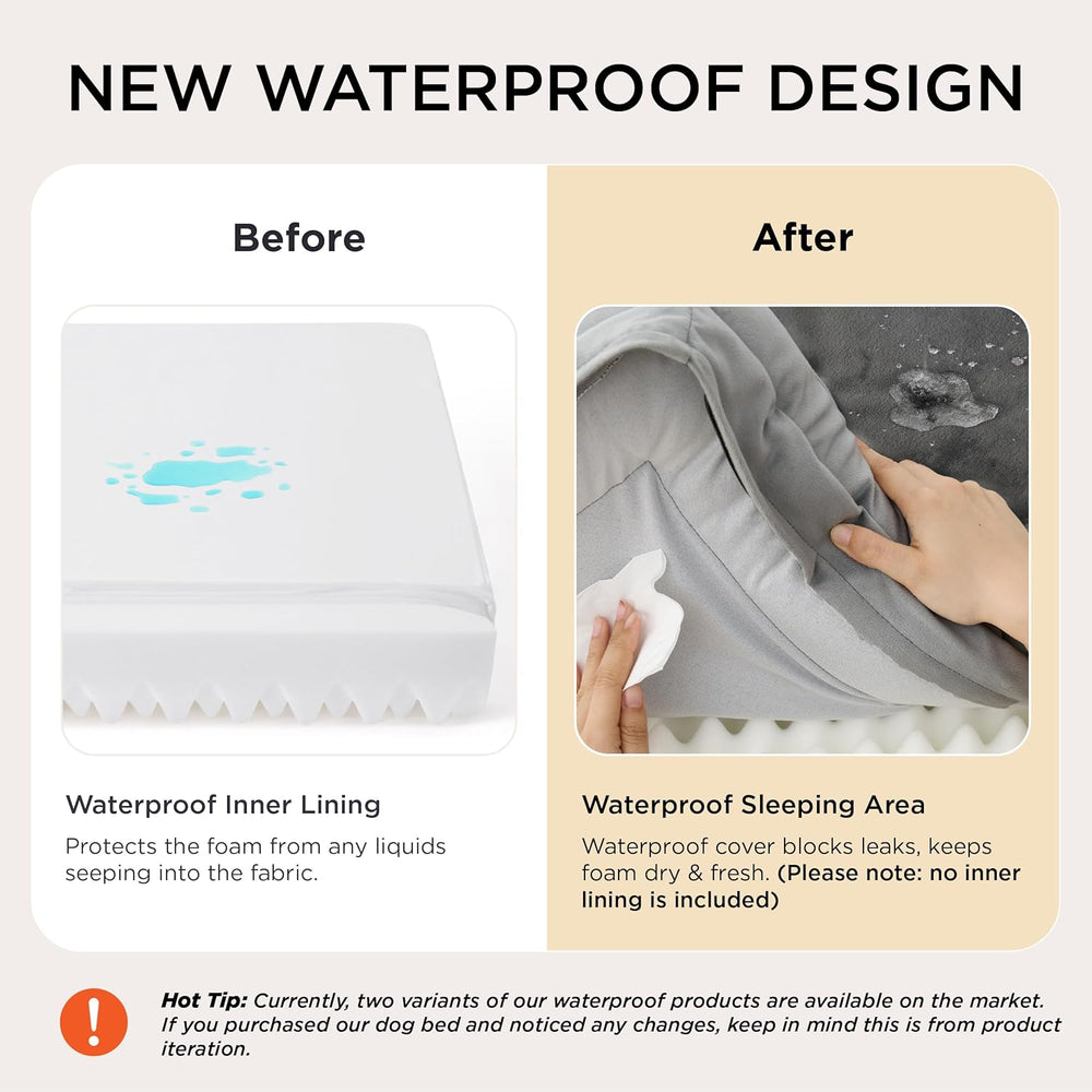 Bedsure Orthopedic Dog Bed Medium Size Dogs - Washable Small Medium Dog Cat Bed Waterproof, Comfort Cats Couch Sofa with Washable Removable Cover, Pets Bed with Nonskid Bottom, Grey - A6 - 509