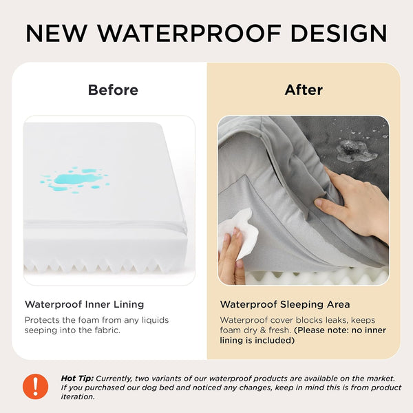 Bedsure Orthopedic Dog Bed Medium Size Dogs - Washable Small Medium Dog Cat Bed Waterproof, Comfort Cats Couch Sofa with Washable Removable Cover, Pets Bed with Nonskid Bottom, Grey - A6 - 509