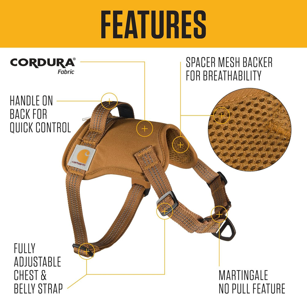 Carhartt Nylon Duck No Pull Dog Harness, Fully Adjustable Dog Harness with Quick Control Handle and Reflective Accents, Deep Wine, Medium -K10-1661