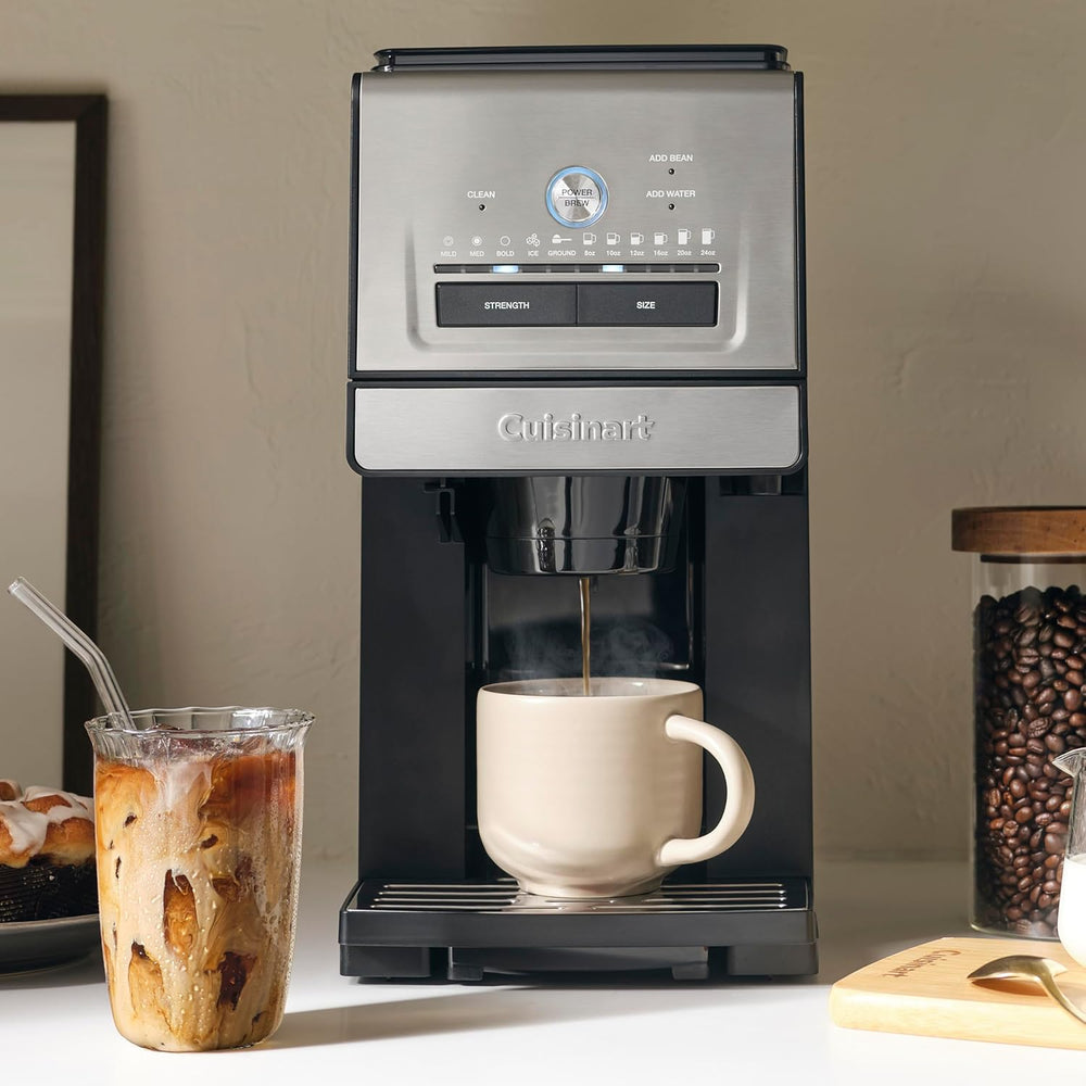 Cuisinart Coffee Maker, Grind and Brew Single Serve Coffee Maker, 6 Cup Sizes, Built-in Stainless Steel Burr Mill, Adjustable Strength, Grind Control and Over Ice Feature, Easy Cleaning - C9 - 1235