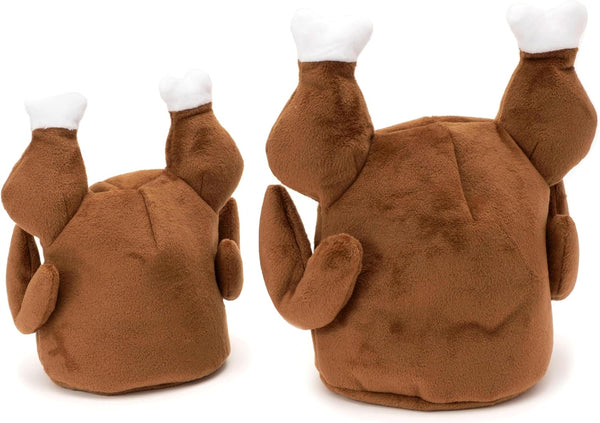 THE WORTHY DOG Turkey Trot Hat Dog Toy   2-in-1 Dress-Up Pet Hat & Crinkle Toy with Removable Elastic Strap, Durable Oxford Nylon - Brown, Small - L10 - 1657