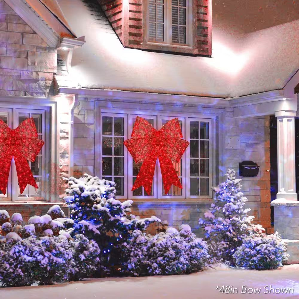 Best Choice Products 36 in. Pre-Lit XL Christmas Bow, Large Outdoor Decoration with 8 LED Light Functions and Hook D9 - 716