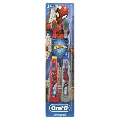 (Pack of 3) Oral-B Kid's Manual Toothbrush featuring Marvel's Spider-Man Soft Bristles for Children and Toddlers - 2ct (Graphics may vary) - C5 - 354 -C6-1138 -C6-1139 -C7-1150 -C6-1151 -C6-1152