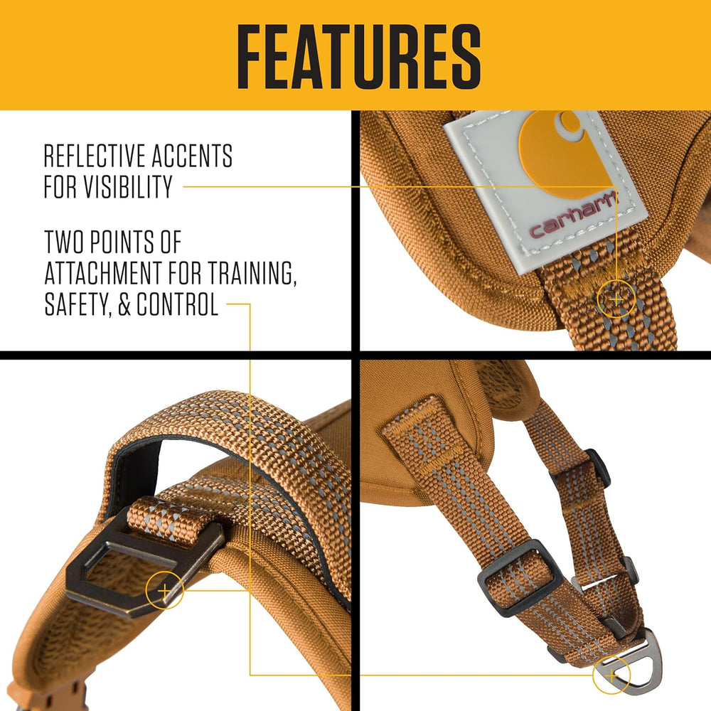 Carhartt Nylon Duck No Pull Dog Harness, Fully Adjustable Dog Harness with Quick Control Handle and Reflective Accents, Deep Wine, Medium -K10-1661
