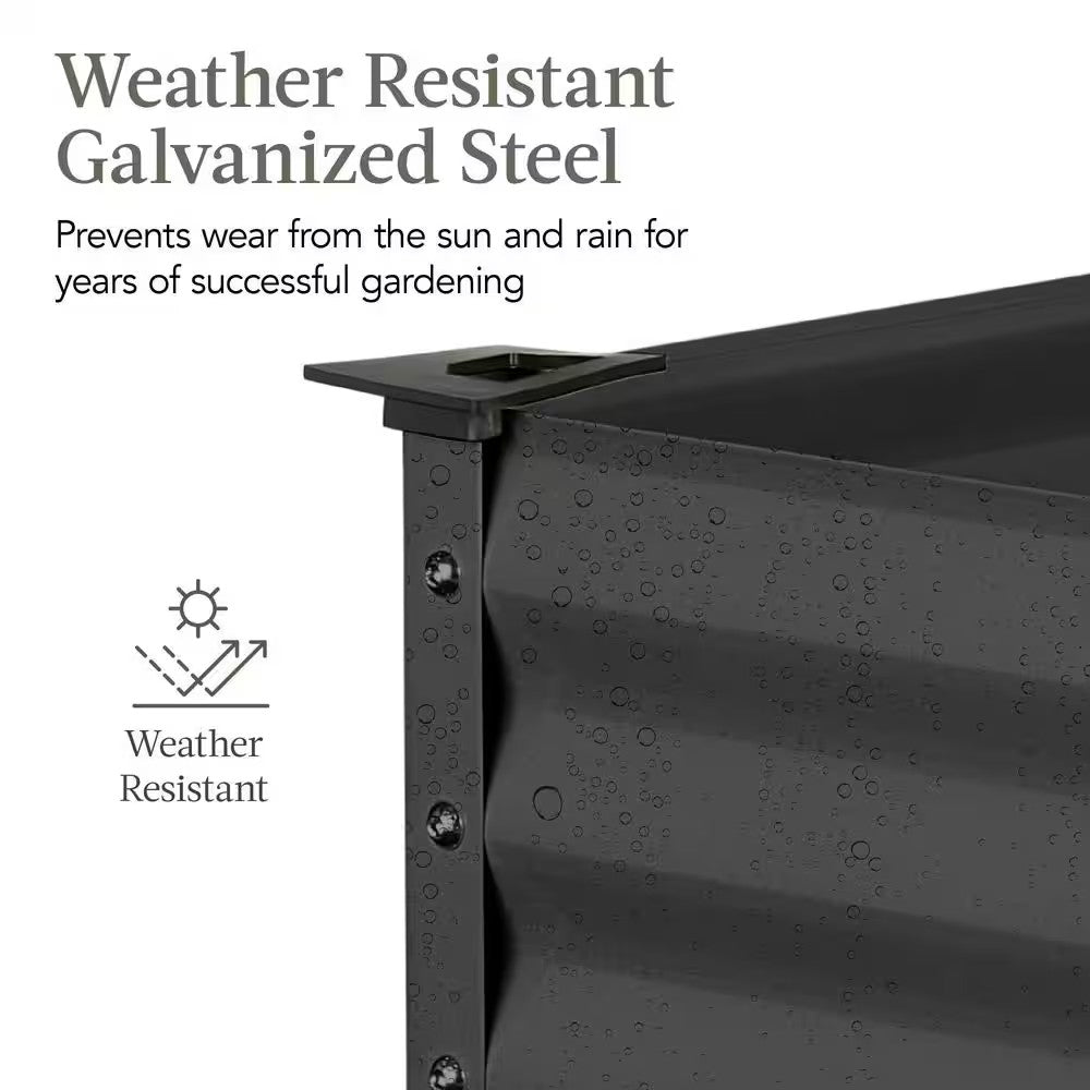 48 in. x 24 in. x 30 in. Charcoal Rectangle Galvanized Steel Raised Garden Bed Planter Box - E7 - 1022