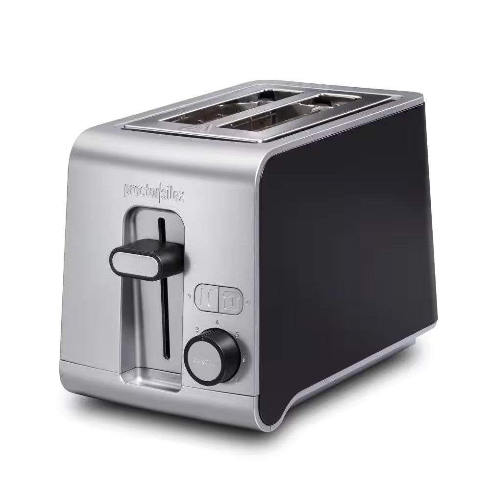 850-Watt 2-Slice Black and Stainless Toaster with