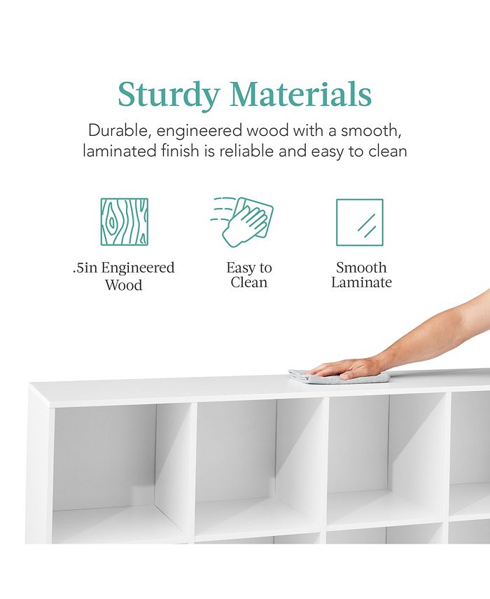 Best Choice Products 8-Cube Bookshelf, 11in Display Storage System, Organizer w/ Removable Back Panels - White B1706 -D1-0423