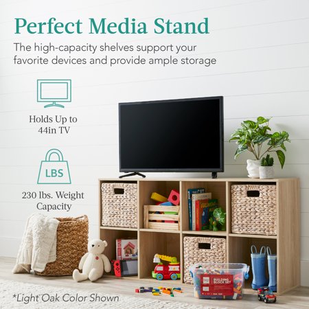 Best Choice Products 8-Cube Bookshelf, 11in Display Storage System, Organizer w/ Removable Back Panels - Greige - G3 - 1620