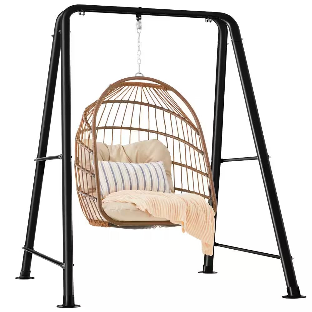 6 ft. Stainless Steel Hammock Stand in Black for Hanging Chair -D2-0424