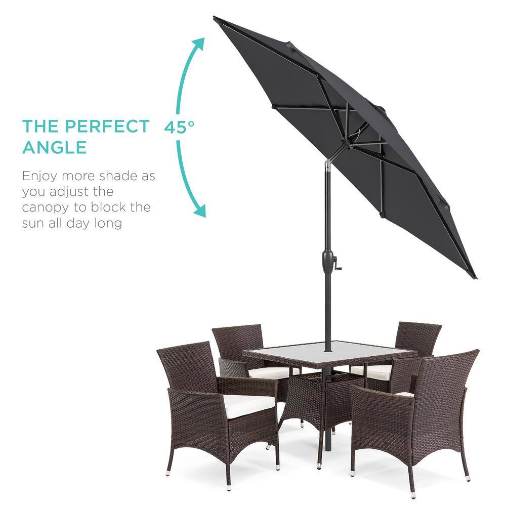 Gray 7.5 ft. Outdoor Market Patio Umbrella with Crank and Tilt -E5-0799