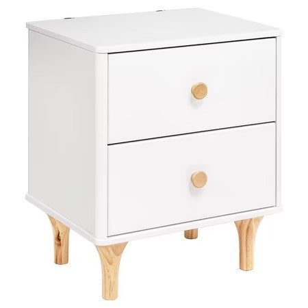 Namesake Lolly 2-Drawer Modern Wood Nightstand in White and Natural -H6-1836