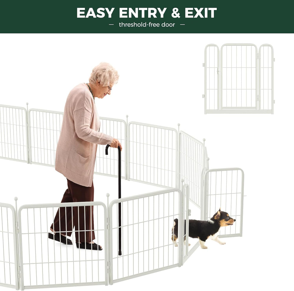 FXW Rollick Unleashed Dog Playpen for Indoor, Yard, RV Camping, 24 inch 8 Panels for Small and Puppy Dogs, White Patented - D6 - 510