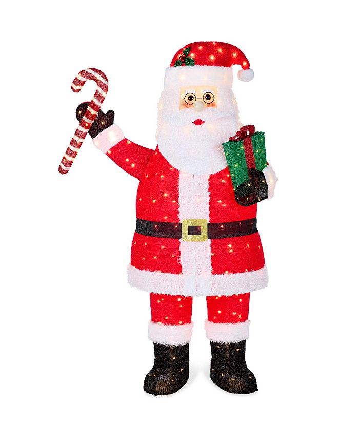 Best Choice Products Lighted Pop-Up Santa Claus, Outdoor Christmas Holiday Decoration w/ LED Lights, Hat, Gift - Red - H4 - 1019
