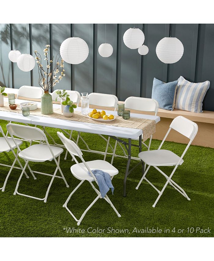 Best Choice Products Set of 4 Folding Stacking Plastic Chairs w/ Non-Slip Feet, 350lb Capacity - Black - NO SIZE - G5 - 969