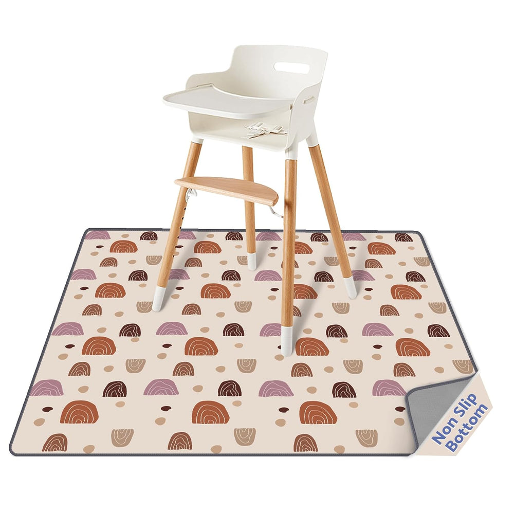 Blissful Diary Baby Splat Mat for Under High Chair, 50.4 x 50.4 Inch Wipeable Splash Mat, Waterproof and Washable, Anti-Slip Floor Protector, Boho Rainbow 1317