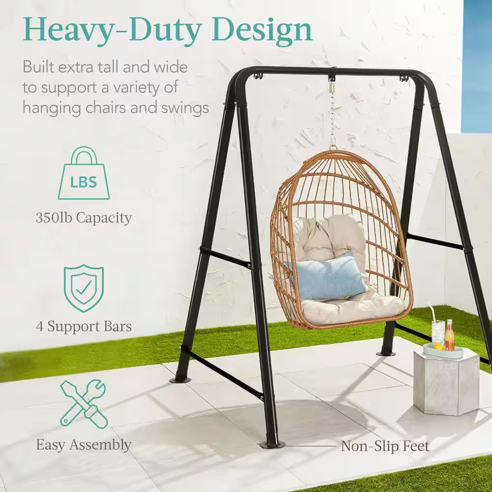 6 ft. Stainless Steel Hammock Stand in Black for Hanging Chair -D2-0424