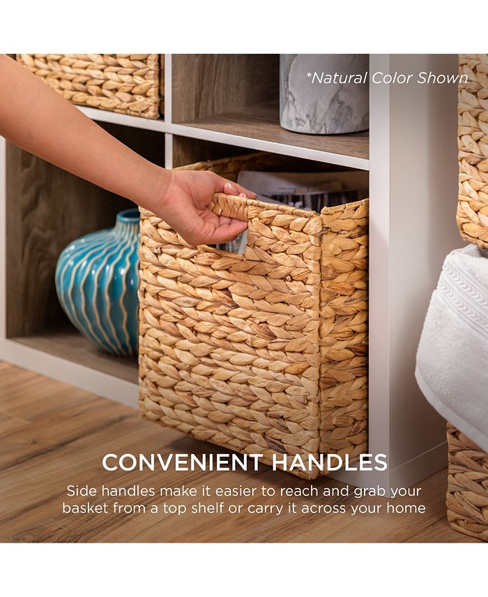 Best Choice Products 12x12in Hyacinth Baskets, Set of 5 Multipurpose Collapsible Organizers w/ Inserts - White -A3-1033