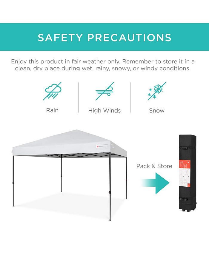 Best Choice Products 10x10ft Easy Setup Pop Up Canopy w/ 1-Button Setup, Wheeled Case, 4 Weight Bags - White - NO SIZE -M2-0007