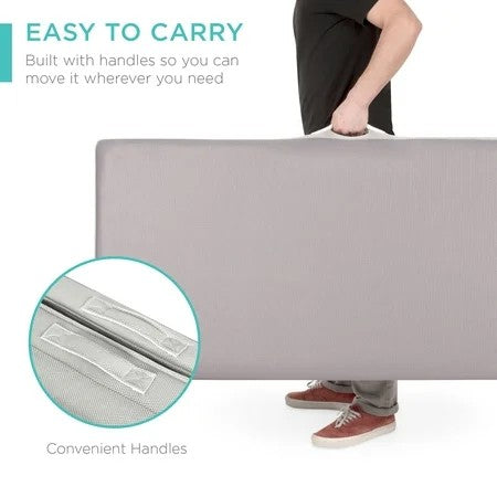 Best Choice Products 4in Thick Folding Portable Queen Tri-Fold Mattress w/ Carry Case, Washable Cover - Gray 1771
