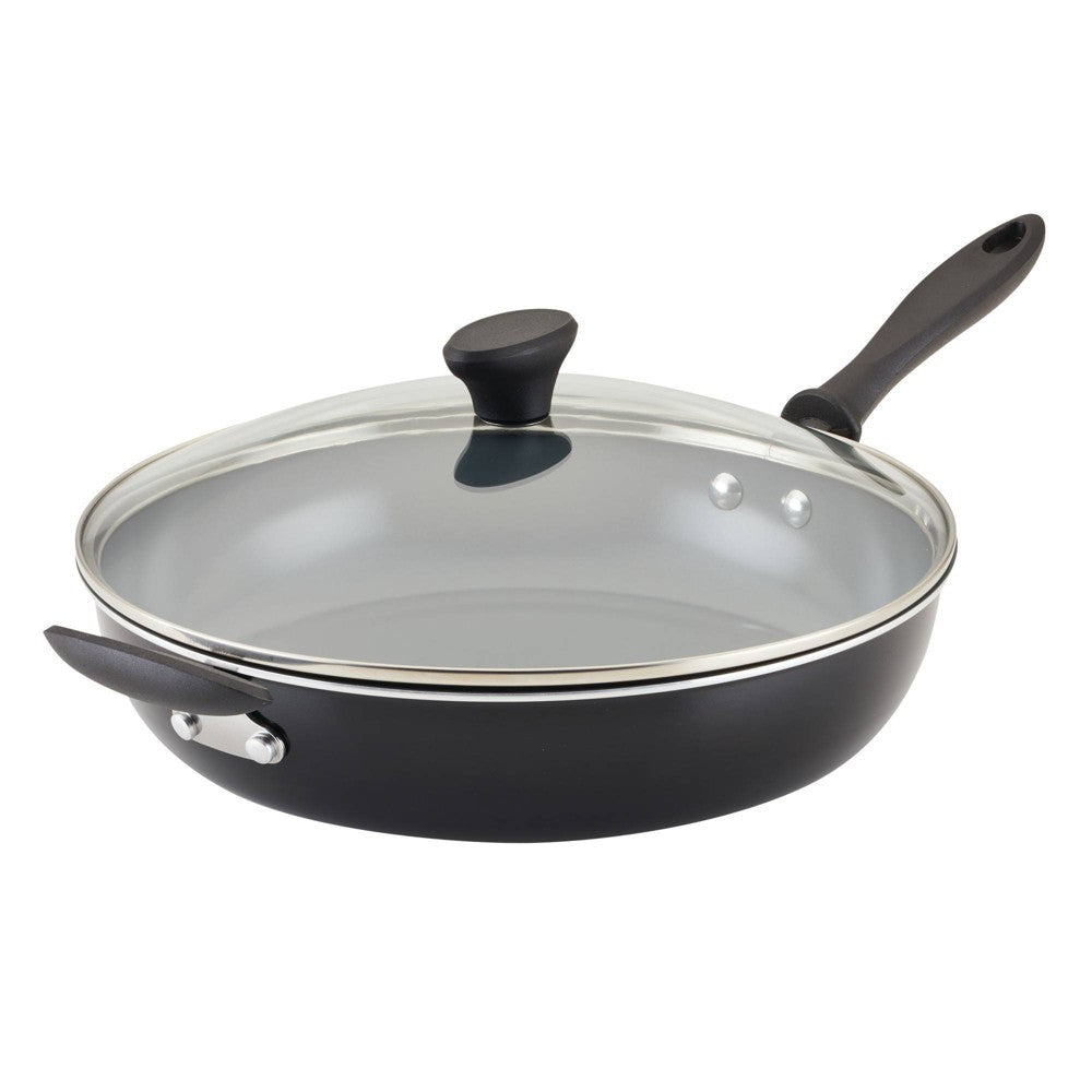 Farberware Reliance Pro 12" Nonstick Ceramic Covered Skillet with Helper Handle Black/Gray - B9 - 567