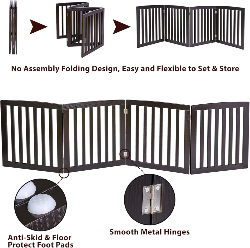 JungleA Freestanding Foldable Pet Gate for Dogs, 24 inch 4 Panels Step Over Fence, Dog Gate for Room, Doorway, Stairs - D2 - 522