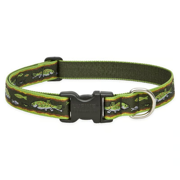 LupinePet Original Designs Multicolor Brook Trout Nylon Dog Adjustable Collar -L8-0233