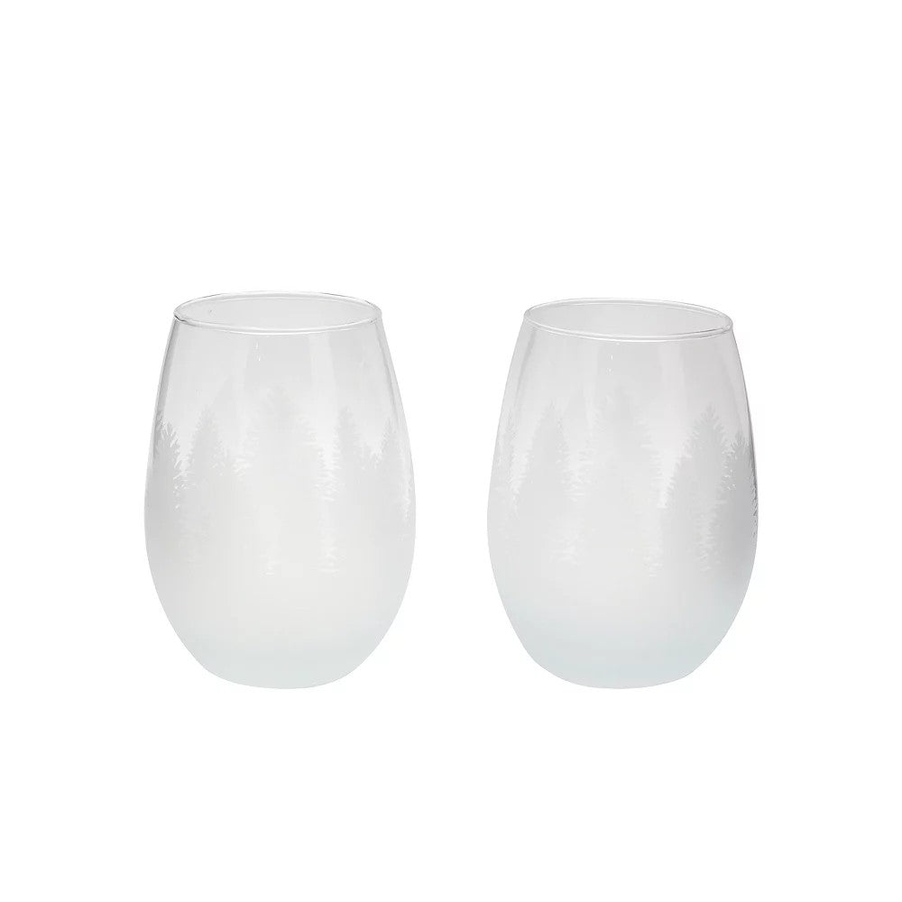 St. Nicholas Square  Woodland Stemless Wine Glasses Set of 2, Clear -B9-1229