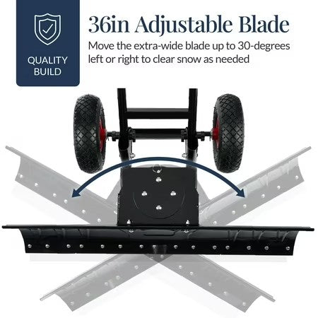 Best Choice Products 36in Galvanized Blade Hand Snow Pusher w/ 2 Wheels, Adjustable Handle, Blade Angle - Black - B13 - 1495 -G1-1610
