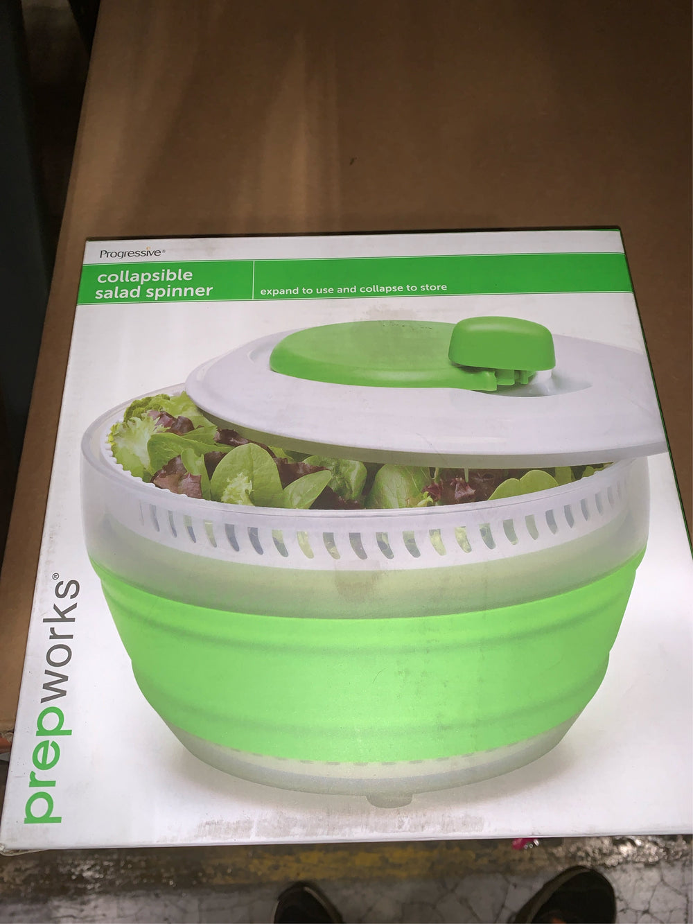 Progressive Prepworks Green/White Plastic Collapsible Salid Spinner 3 quite -B4-1081 -B4-1082 -L2-1414 -L2-1417