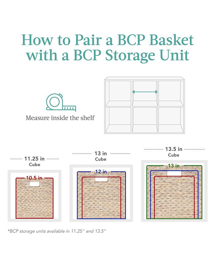 Best Choice Products 12x12in Hyacinth Baskets, Set of 5 Multipurpose Collapsible Organizers w/ Inserts - White -A3-1033