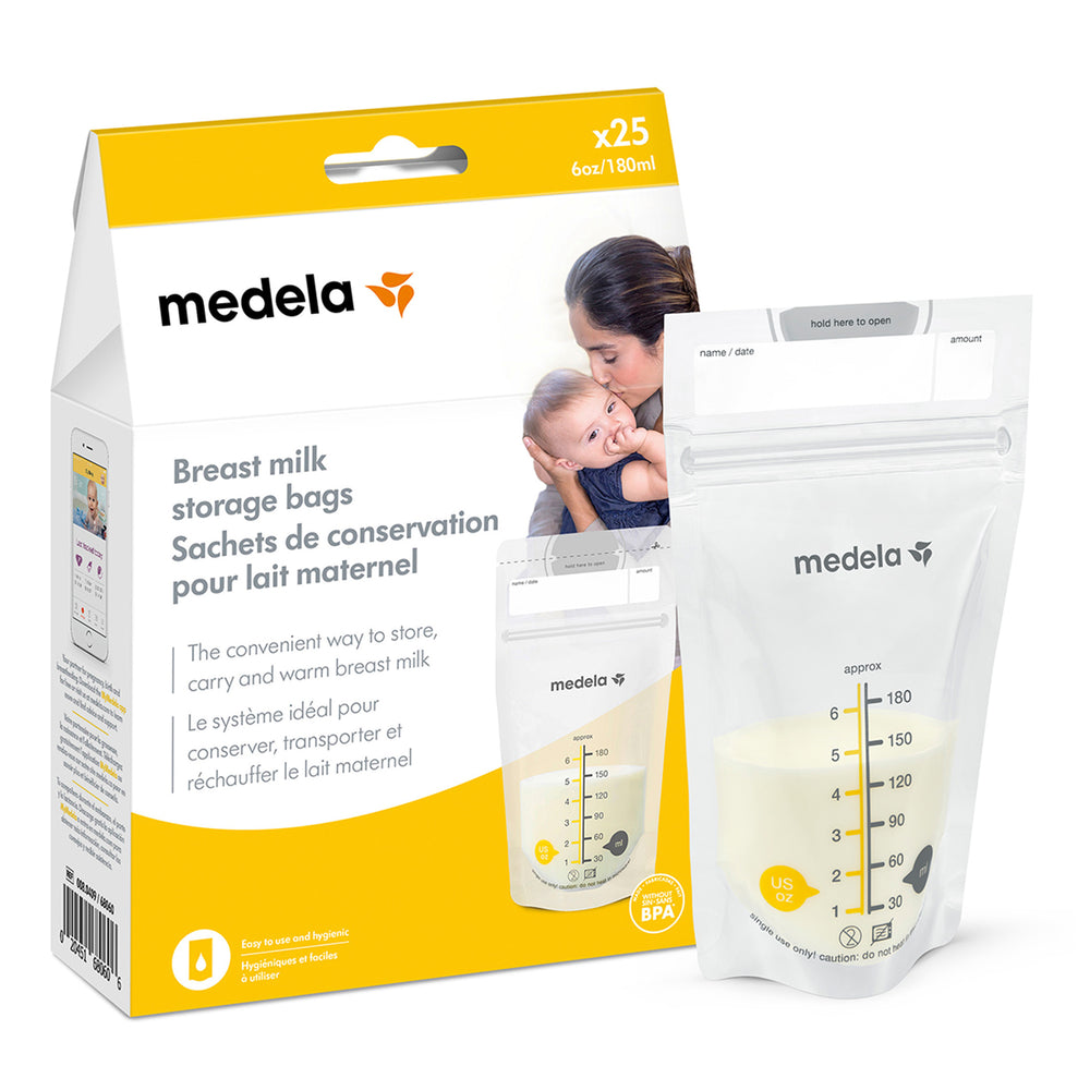 (Lot of 2) Medela Breast Milk Storage Bags, 6oz/180ml, Clear with Measurements, 68060, 25 Count - C5 - 385